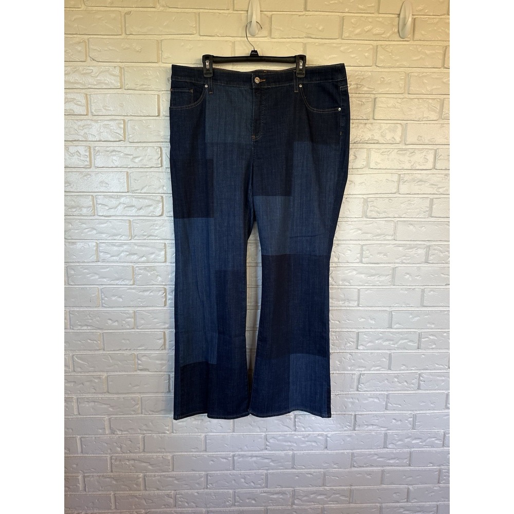 Chico's So Slimming Girlfriend Flare Jeans 18R Vintage Boho Chic Dark‎ Wash